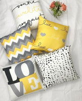 GreyGold Love Cushion Cover Pack of 5